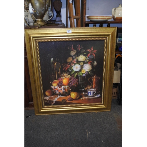 92 - A large reproduction still life print by Raymond Campbell. Approx 76x81cm.