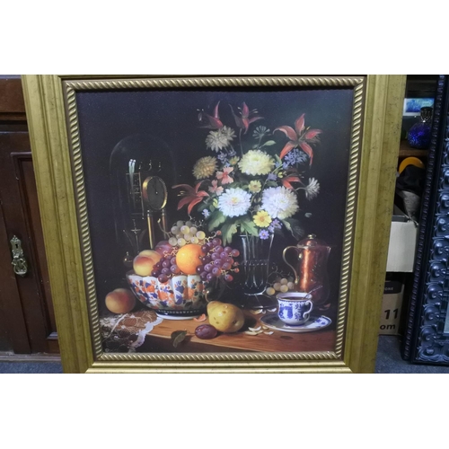 92 - A large reproduction still life print by Raymond Campbell. Approx 76x81cm.