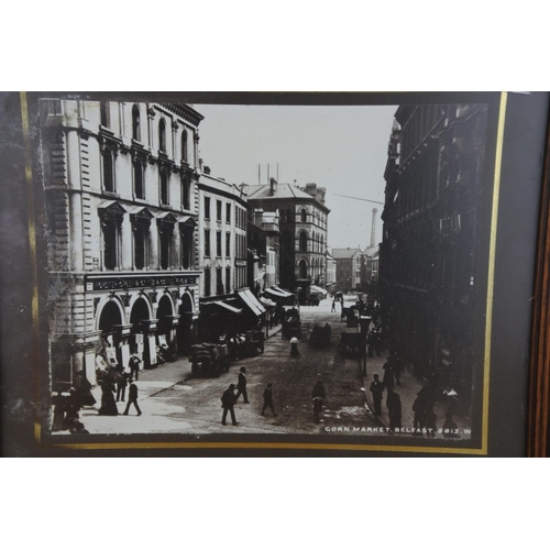 115 - An antique street scene of the Cornmarket, Belfast. Approx 34x29cm.