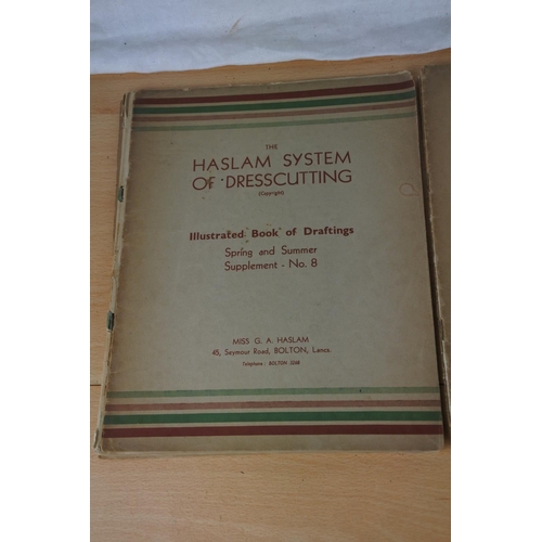 558 - Three vintage Haslam System of Dresscutting illustrated book of draftings.