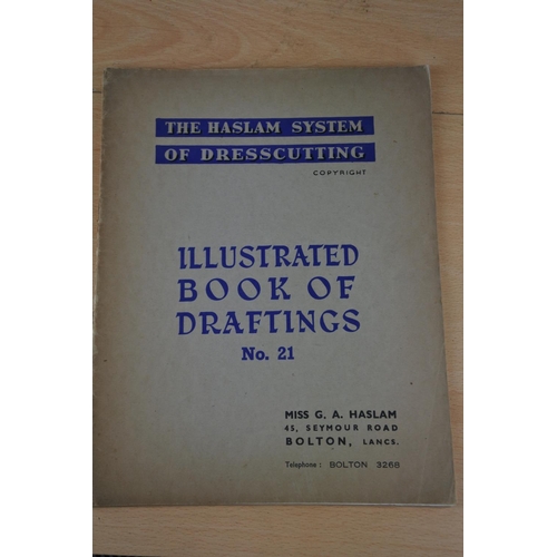 558 - Three vintage Haslam System of Dresscutting illustrated book of draftings.