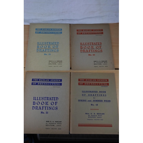 560 - Four vintage Haslam System of Dresscutting pattern illustrated draftings.