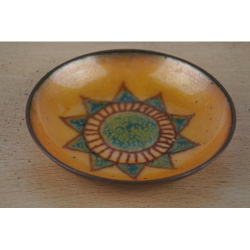 589 - A stunning enamel pin dish signed KM.