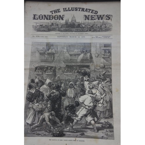 598 - A framed London News newspaper dated 1873. Approx 38x51cm