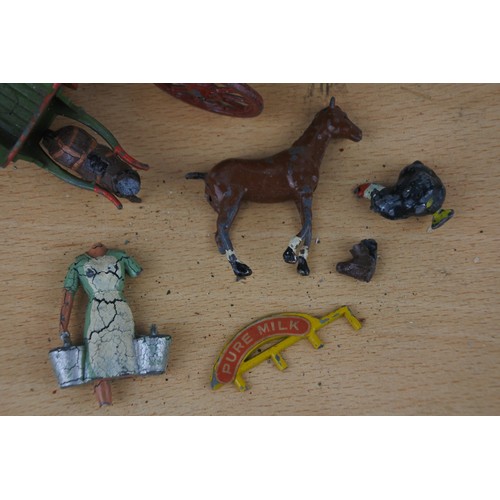 586 - A lot of vintage diecast models and lead animals mostly for spares or repairs