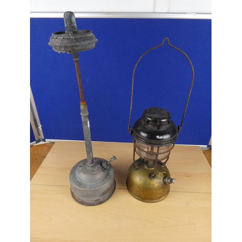 67 - 2 Tilley lamps for restoration, largest of which measures 58cm in height.