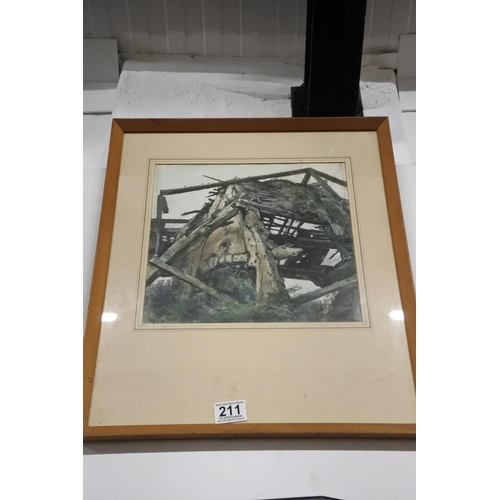 211 - A framed print, measuring 42cm x 50cm.