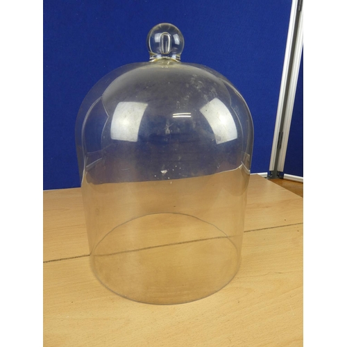 130 - A vintage glass dome, measuring 31cm in height.