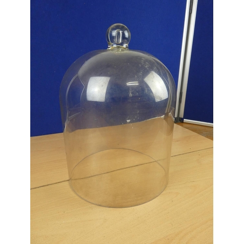 130 - A vintage glass dome, measuring 31cm in height.