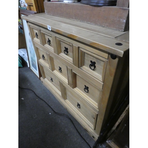 144 - A pine chest of drawers, measuring 101cm x 74cm x 46cm approximately.