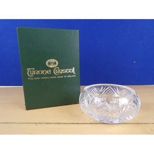 190 - A boxed Tyrone crystal Finvola bowl with receipt, a small Waterford crystal vase, a Swarovski crysta... 