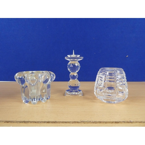 190 - A boxed Tyrone crystal Finvola bowl with receipt, a small Waterford crystal vase, a Swarovski crysta... 