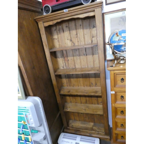 195 - A pine bookcase, measuring 75cm x 181cm x 24cm approximately.