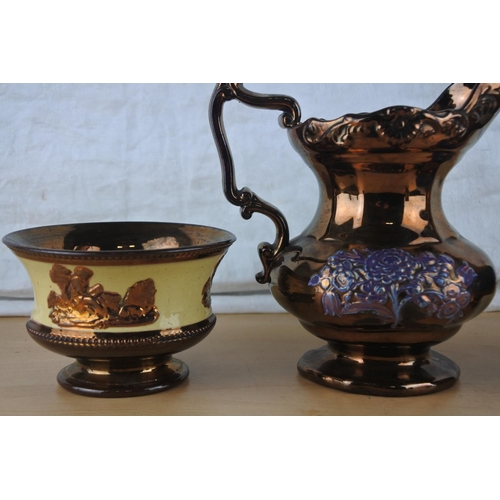 70 - Two antique Lustre vases and more.