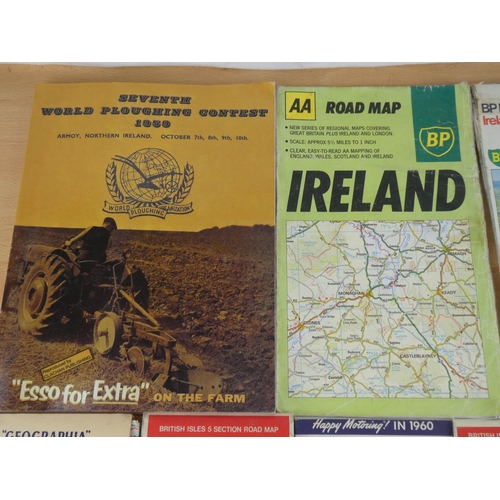 569 - A lot of vintage Northern Ireland road maps and more and a 70th World Ploughing Contest, Armoy book ... 