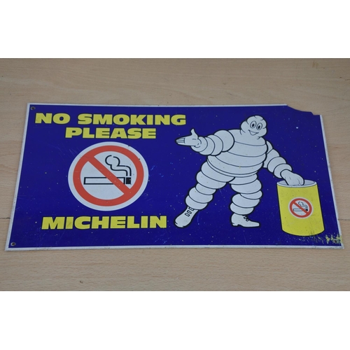 26 - A vintage plastic 'Michelin - No Smoking' sign. Approx 20x38cm.
