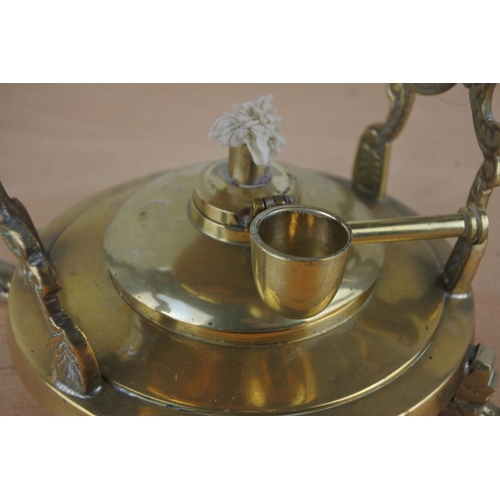 8 - A stunning vintage small brass spirit kettle on stand.
