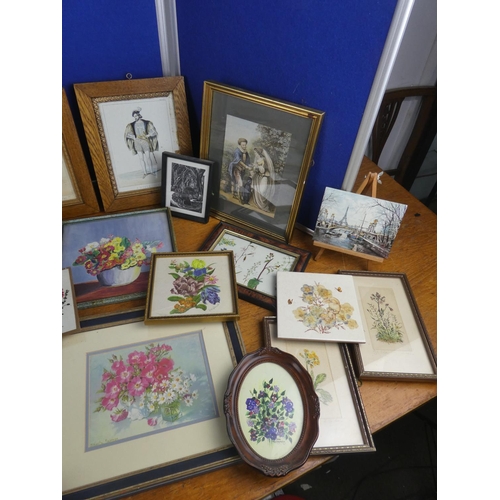 107 - A large lot of assorted floral pictures and more.