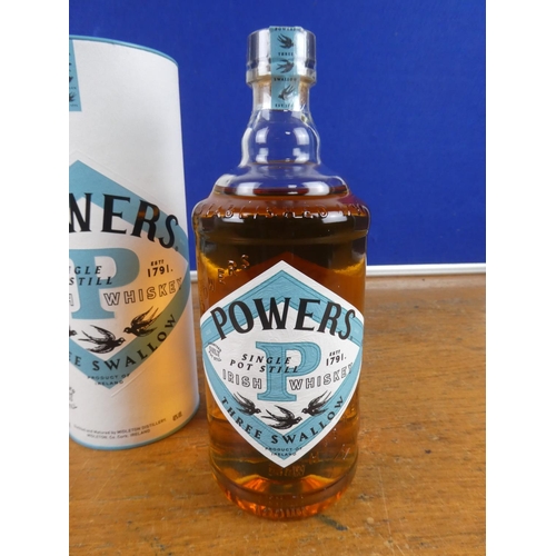 112 - A cased bottle of 700ml Powers Irish Whiskey.