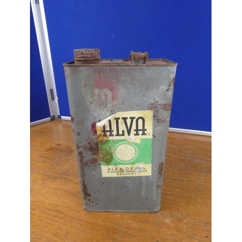 157 - A vintage Alva oil can with original label. Approx 31cm.