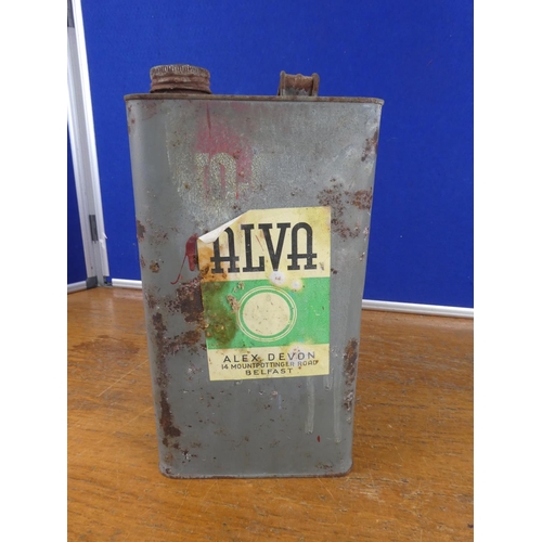 157 - A vintage Alva oil can with original label. Approx 31cm.