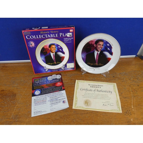 165 - A boxed limited edition collectors plate 'Barack Obama - Election Day - 4 November 2008'.