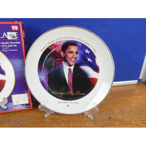 165 - A boxed limited edition collectors plate 'Barack Obama - Election Day - 4 November 2008'.