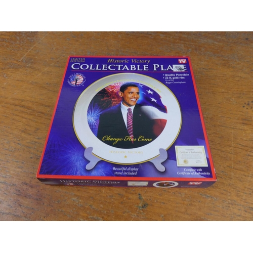 165 - A boxed limited edition collectors plate 'Barack Obama - Election Day - 4 November 2008'.