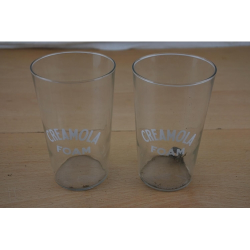 217 - Two vintage Creamola Foam glasses.