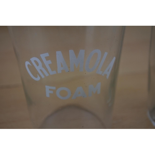 217 - Two vintage Creamola Foam glasses.