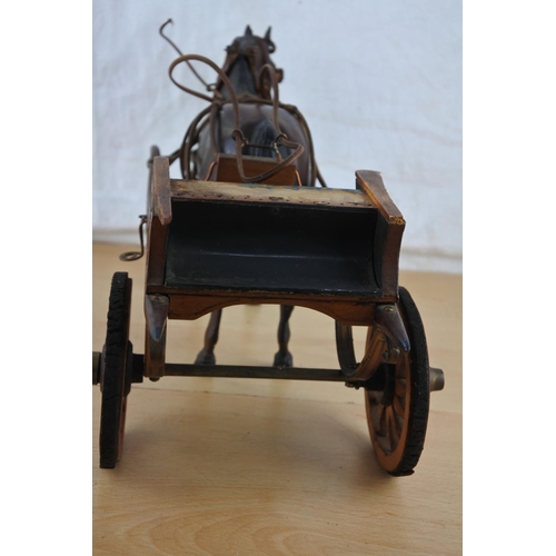 225 - A stunning USA toy horse and a wooden cart with rubber tyres.