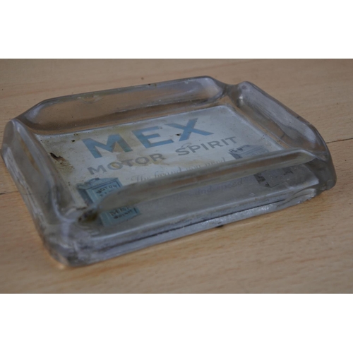 227 - A vintage glass ashtray 'MEX Motor Spirit' (a/f).