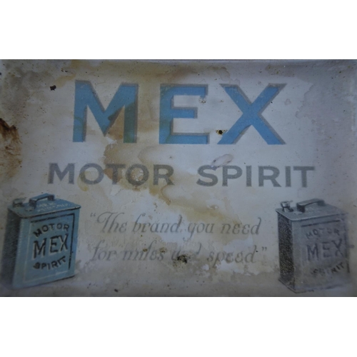 227 - A vintage glass ashtray 'MEX Motor Spirit' (a/f).