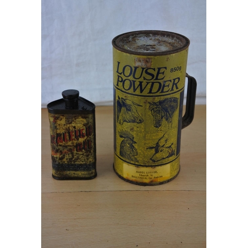 235 - A vintage Raleigh 'All Purpose' oil can and a Louse Powder cannister.