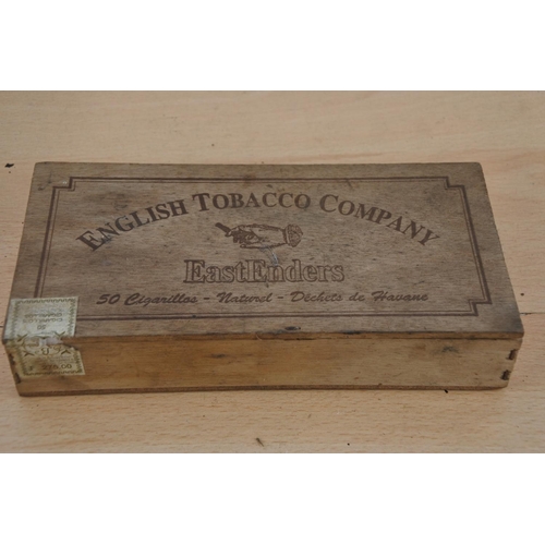 239 - A vintage wooden tobacco box 'Eastenders'.