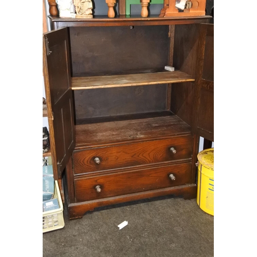 258 - An Old Charm two door storage cabinet  with drawers. Approx 117x84cm.