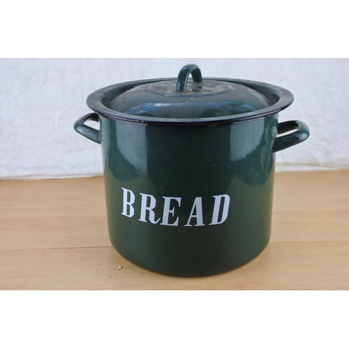 292 - A vintage green enamel bread bin.