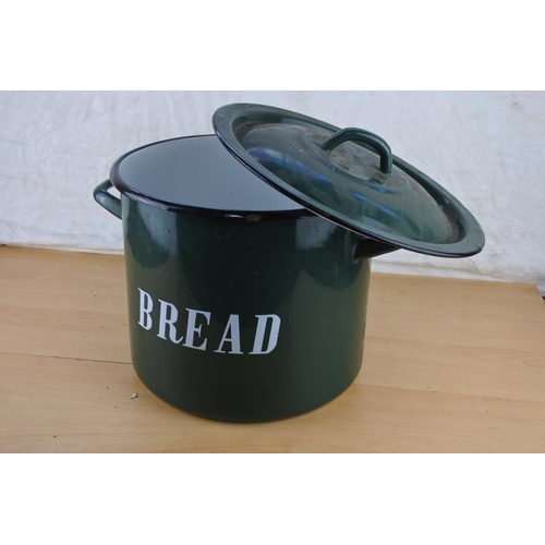 292 - A vintage green enamel bread bin.