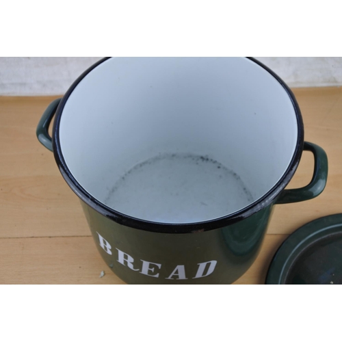 292 - A vintage green enamel bread bin.