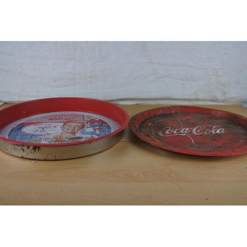 298 - A vintage Coca Cola tray and a vintage Kellogg's tray.