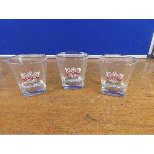 303 - Three Smirnoff 'Mojito' glasses.