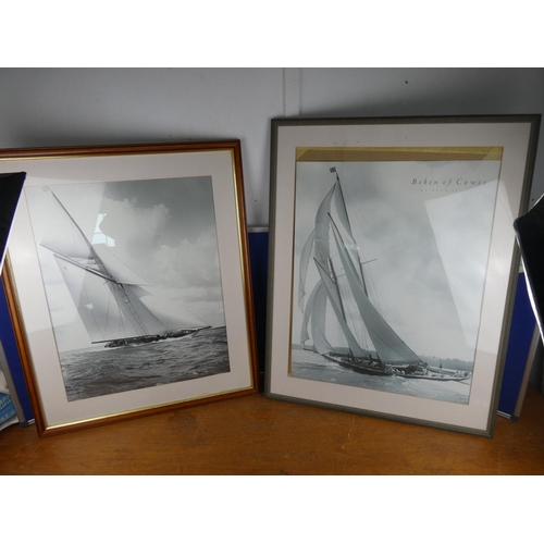 327 - Two large framed pictures of sailing ships. Approx 83x67 + 91c70cm.