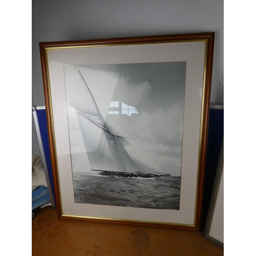 327 - Two large framed pictures of sailing ships. Approx 83x67 + 91c70cm.