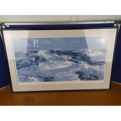 375 - A framed limited edition print 'North Atlantic' signed Keith Shackleton. Approx 54x90cm.