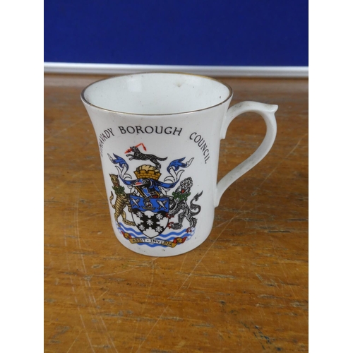 381 - A Limavady Borough Council crested mug and trinket dish.