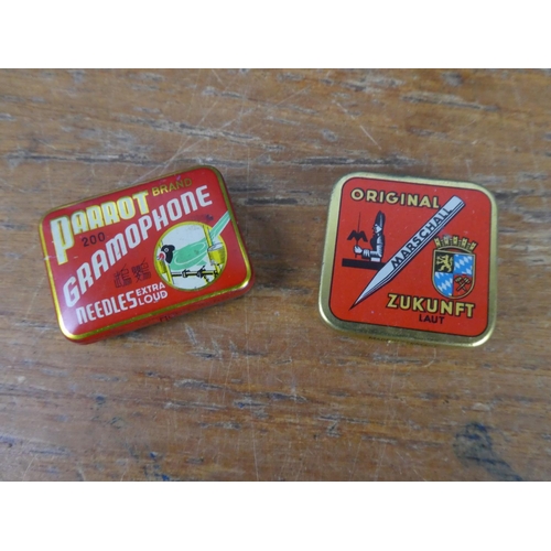 387 - A rare Parrot Brand Vintage Gramophone Needles Tin and an Original Marschall Zukunft Laut Gramophone... 