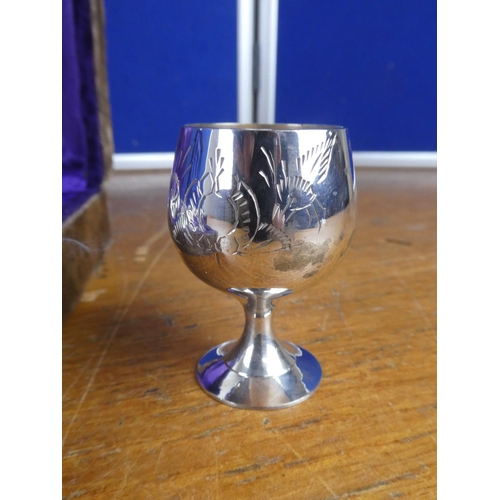 397 - Two vintage boxed set of silver plated small liquor goblets.