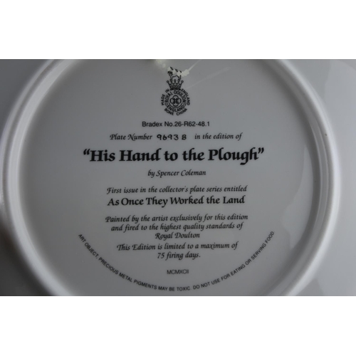 403 - Two boxed Royal Doulton collectors plates 'His Hand to the Plough' and 'Their Drill to the Furrow'.