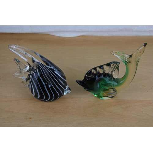 408 - Two vintage glass fish ornaments.