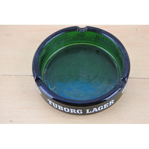 460 - A large vintage Tuborg Larger glass ashtray.